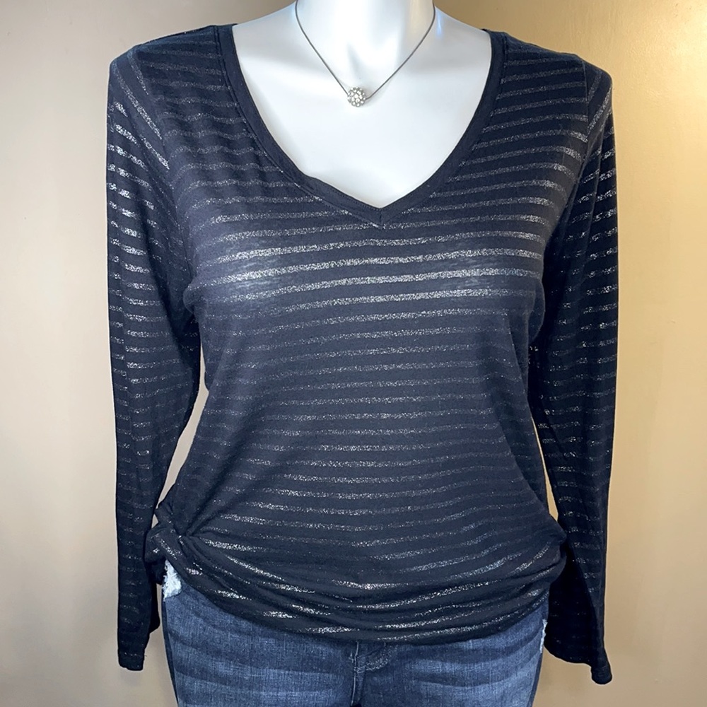 Black and Silver Striped Long Sleeve